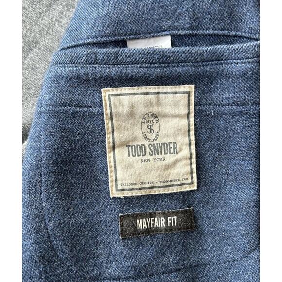 Todd Snyder Mayfair Fit Italian Knit Blazer Mens 40R Blue Cotton Sport Coat - Picture 3 of 12